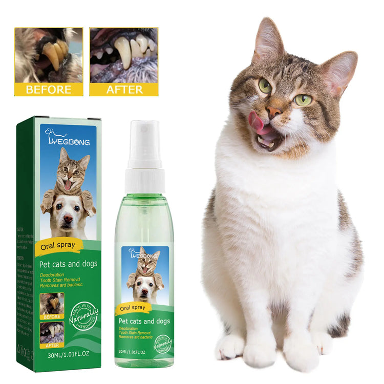 Pet Teeth Cleaning Spray 30ml – Dog & Cat Oral Care, Breath Freshener, Tartar & Stain Remover