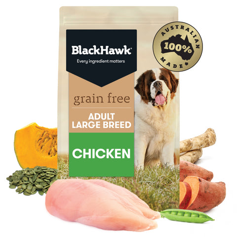 Black Hawk – Adult Dog Large Breed  Food– GRAIN FREE – Chicken 15kg