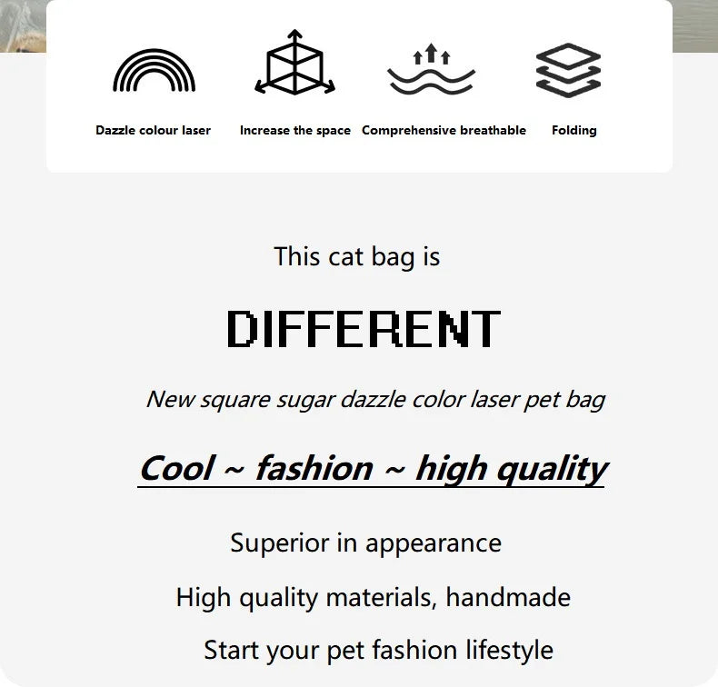Pet Cat Carrier Backpack | Transparent Laser Shoulder Bag for Small Dogs/Cats (7KG Capacity)