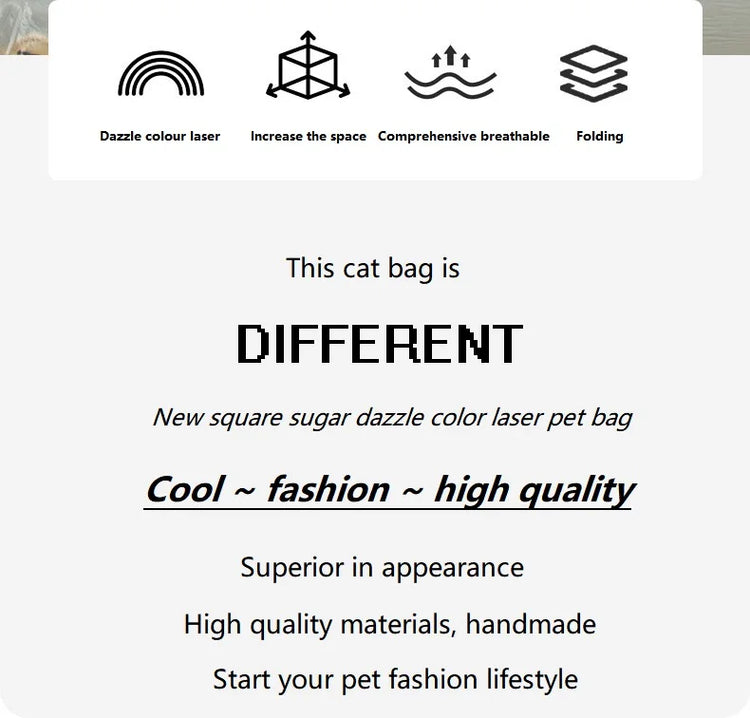 Pet Cat Carrier Backpack | Transparent Laser Shoulder Bag for Small Dogs/Cats (7KG Capacity)