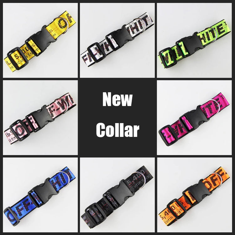 Durable Nylon Dog Collar & Leash Set – Fashion Gold Chain Lettered Design