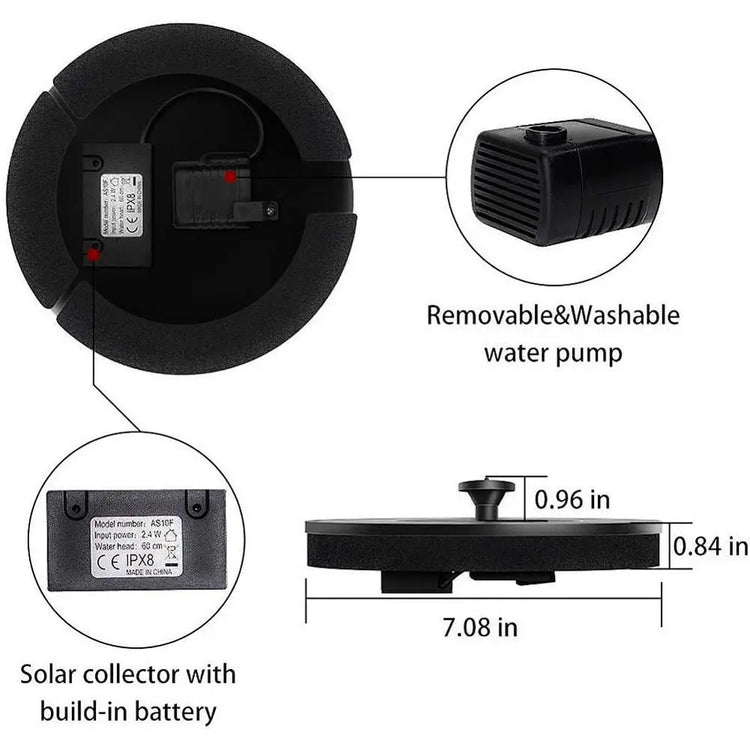 Solar Floating Water Fountain | Bird Bath Garden Pond Pump | Solar Powered Water Feature for Patio & Outdoor Decor
