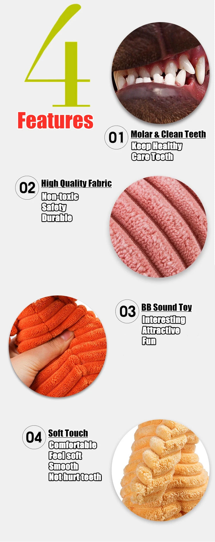 Corduroy Dog Toys – Animal Plush Squeaky Chew Toys for Small and Large Dogs