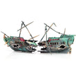 Split Shipwreck Aquarium Ornament – Resin Sunken Boat Decoration with Air Aerobic Feature