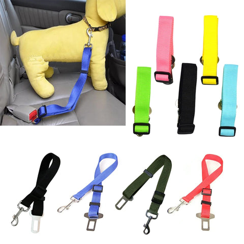 Adjustable Car Safety Pet Dog Seat Belt Harness – Multicolor Auto Traction Lead for Dogs and Cats