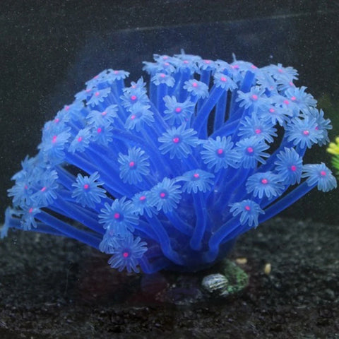 Artificial Sea Anemone Aquarium Decoration – Fluorescent Silicone Coral Ornament for Fish Tanks