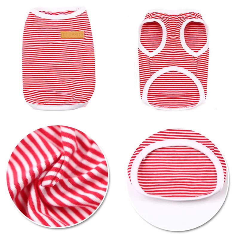 Classic Striped Cat Vest Shirt | Lightweight Summer Pet Clothes For Cats/Small Dogs