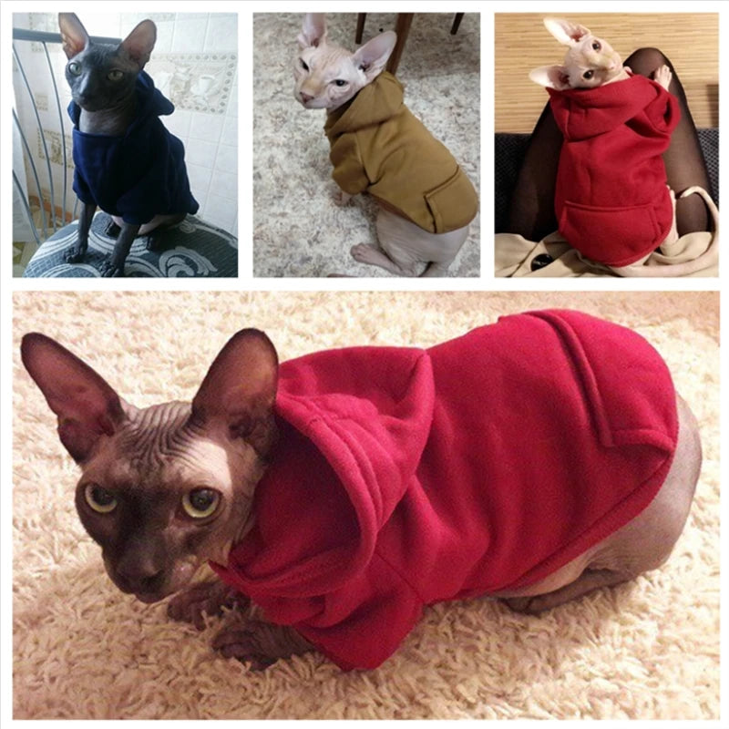Warm Cotton Hoodie for Cats & Small Dogs | Cozy Pet Coat | Autumn/Winter with Cute Design
