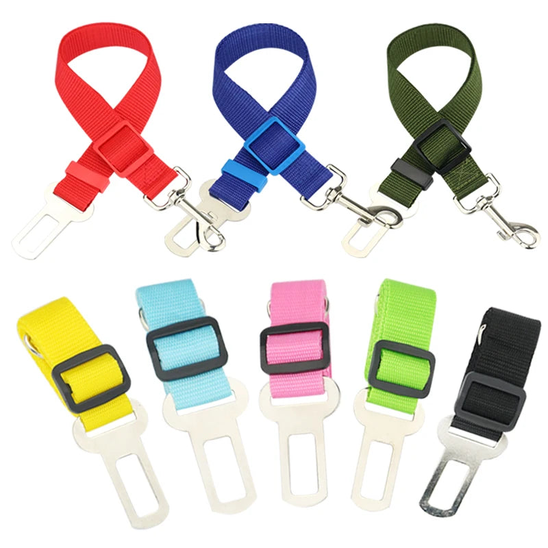 Adjustable Car Safety Pet Dog Seat Belt Harness – Multicolor Auto Traction Lead for Dogs and Cats