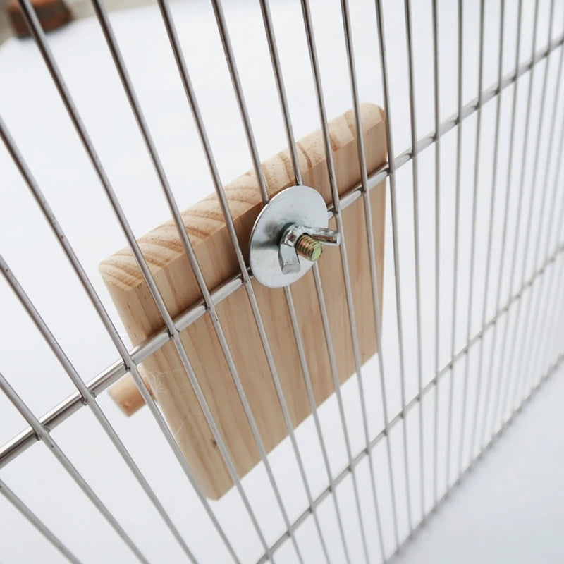 Bird Mirror Toy with Perch | Hanging Parrot Wooden Perch Stand Toys | Easy Install Bird Cage Accessories for Cockatiels Conures