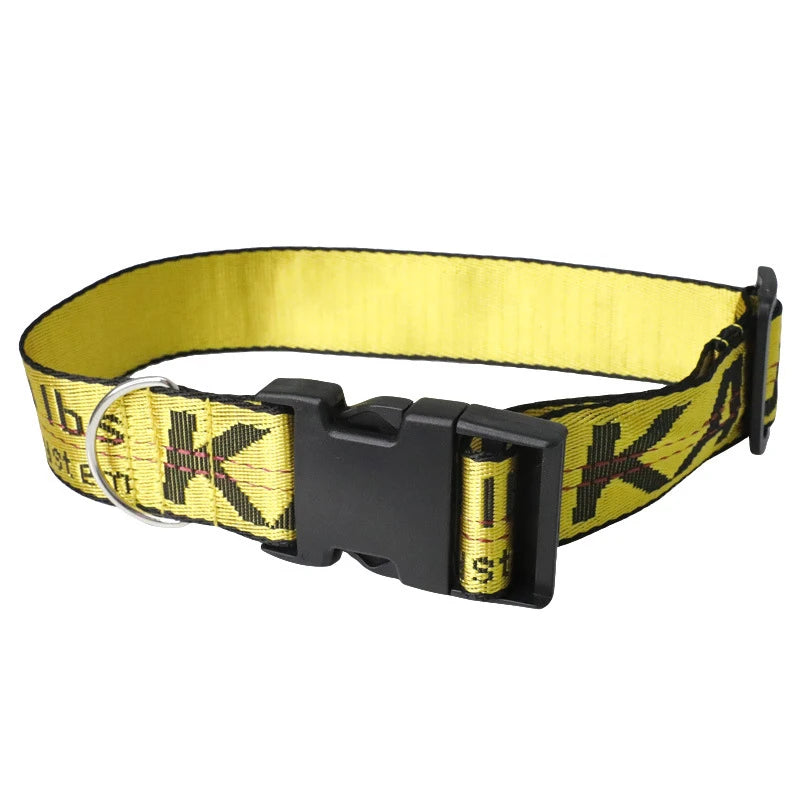 Durable Nylon Dog Collar & Leash Set – Fashion Gold Chain Lettered Design