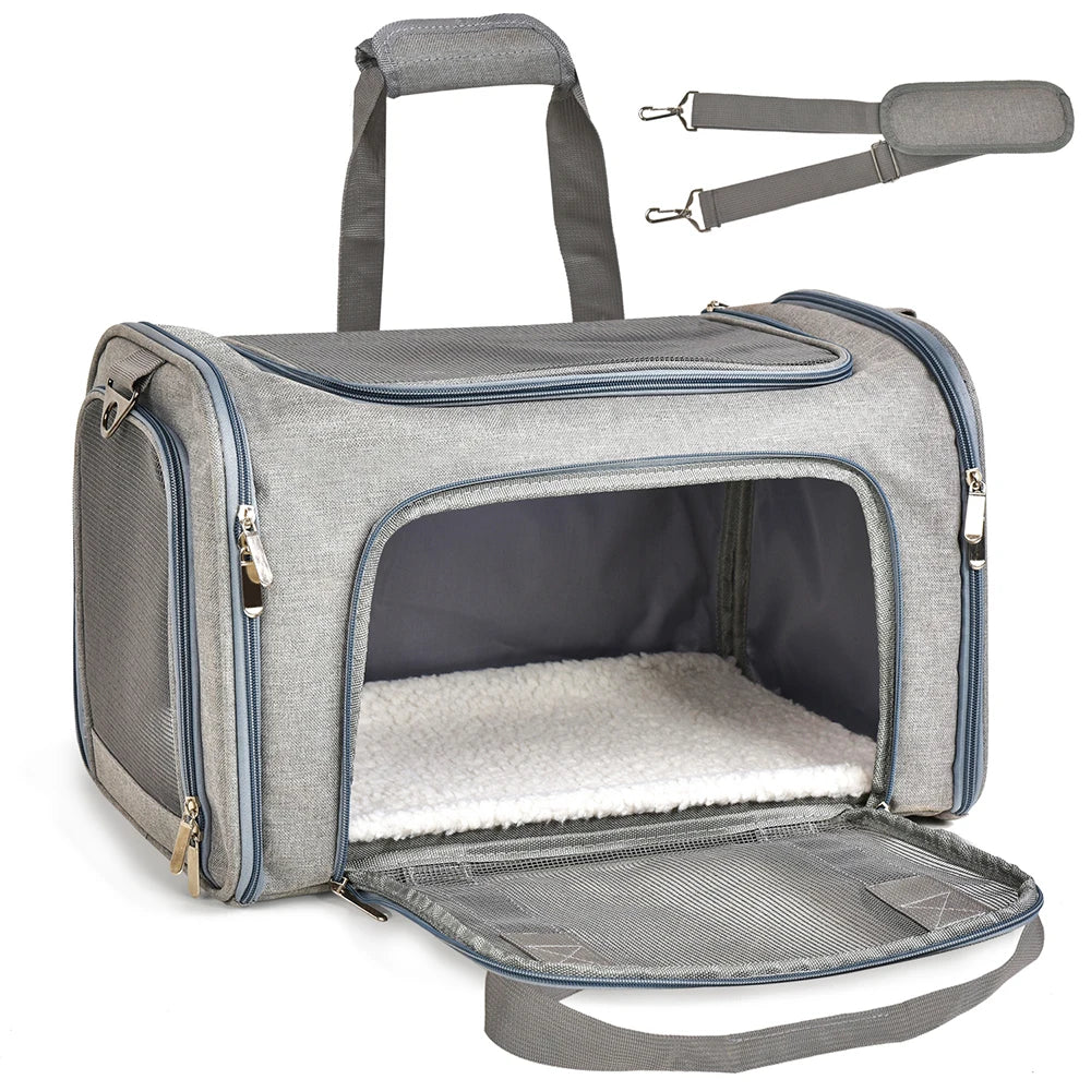 Airline Approved Soft-Side Pet Carrier Bag for Small Dogs and Cats – Breathable, Lightweight Travel Backpack