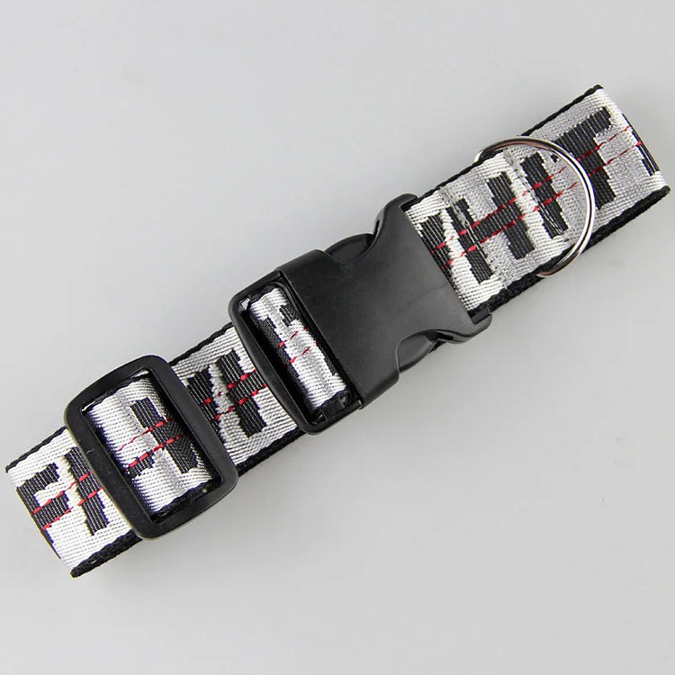 Durable Nylon Dog Collar & Leash Set – Fashion Gold Chain Lettered Design