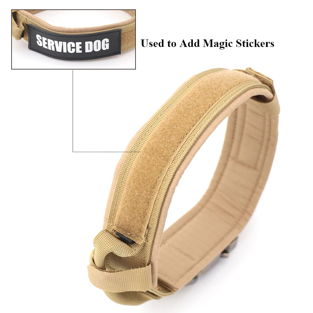 Durable Tactical Dog Collar With Padded Lining, Quick Release Buckle & Control Handle For Small To Large Dogs