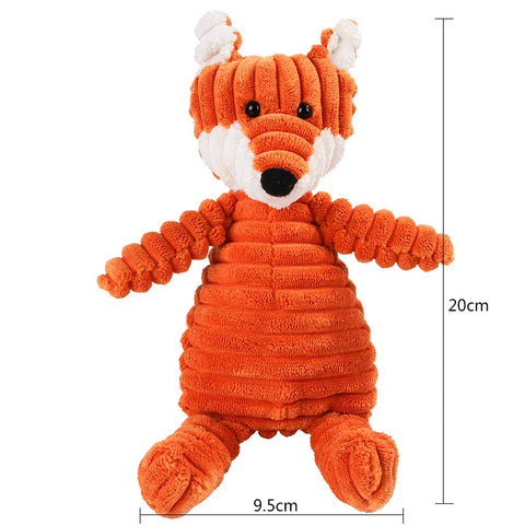 Corduroy Dog Toys – Animal Plush Squeaky Chew Toys for Small and Large Dogs