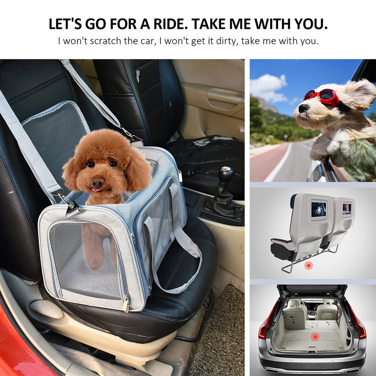 Airline Approved Soft-Side Pet Carrier Bag for Small Dogs and Cats – Breathable, Lightweight Travel Backpack