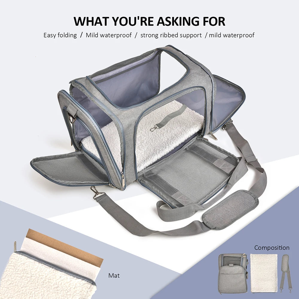 Airline Approved Soft-Side Pet Carrier Bag for Small Dogs and Cats – Breathable, Lightweight Travel Backpack