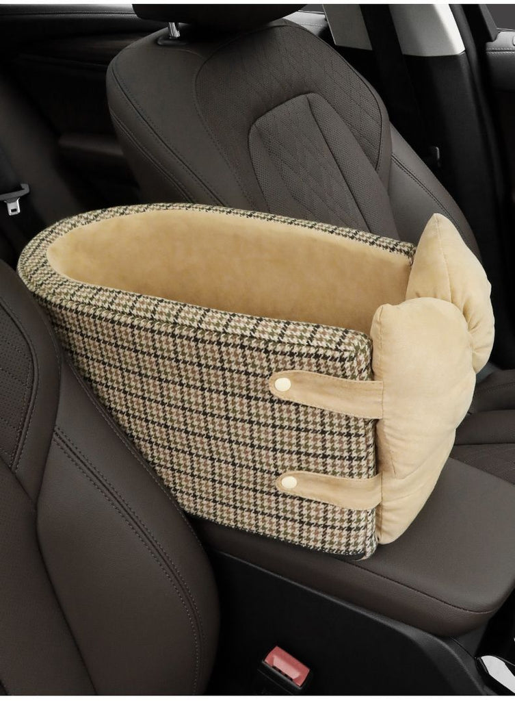 Central Console Dog Car Seat Bed – Portable Pet Carrier for Small Dogs & Cats, Travel Safety Seat