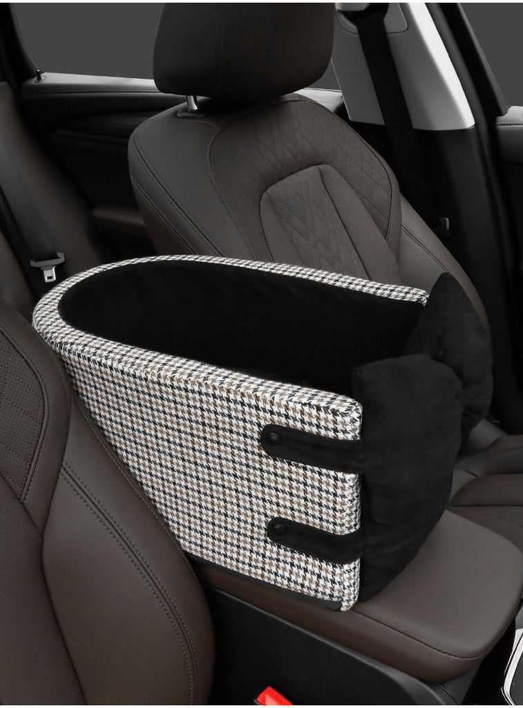 Central Console Dog Car Seat Bed – Portable Pet Carrier for Small Dogs & Cats, Travel Safety Seat
