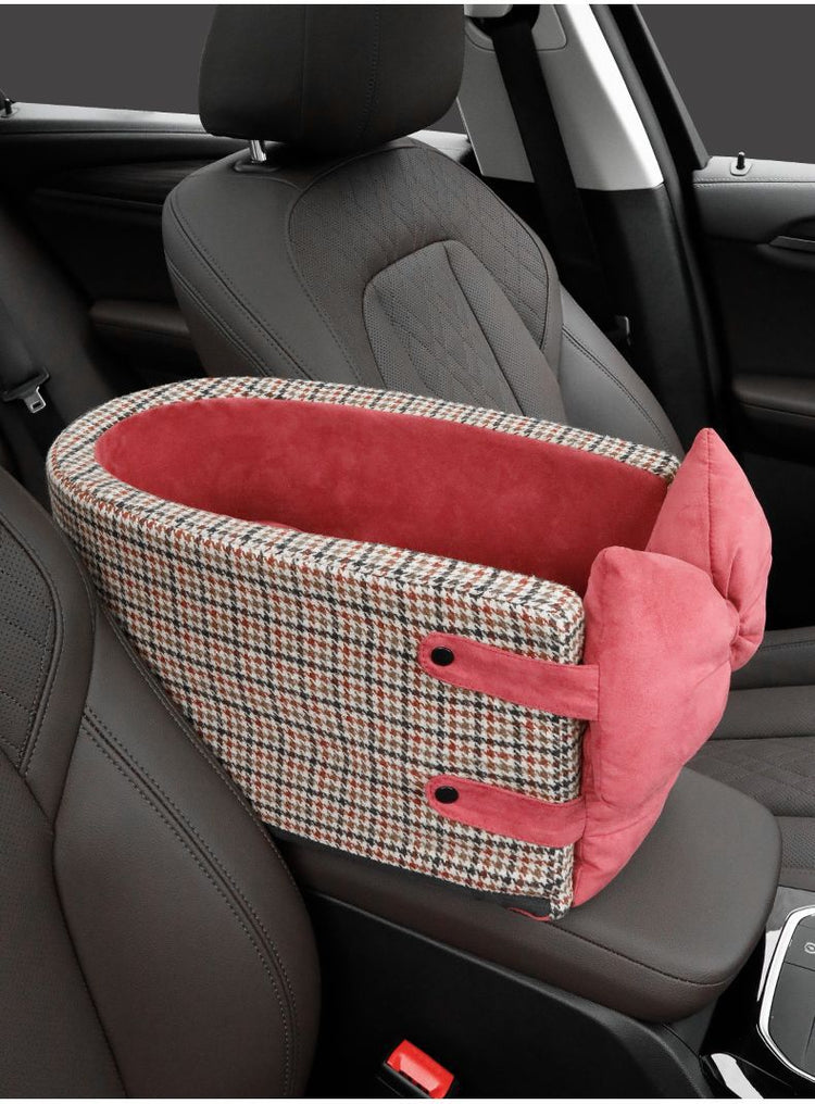 Central Console Dog Car Seat Bed – Portable Pet Carrier for Small Dogs & Cats, Travel Safety Seat