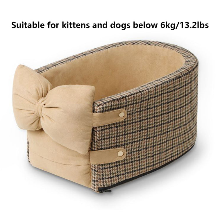 Central Console Dog Car Seat Bed – Portable Pet Carrier for Small Dogs & Cats, Travel Safety Seat
