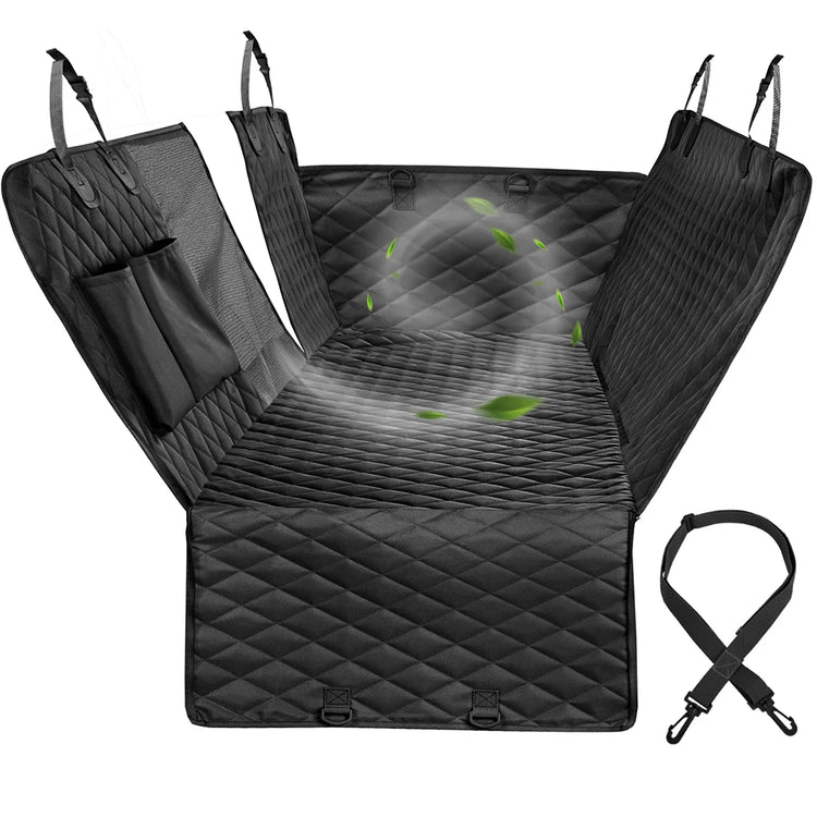 Waterproof Dog Car Seat Cover – Rear Back Hammock Protector with Mesh Window & Safety Belt for Large Dogs, SUVs & Trucks