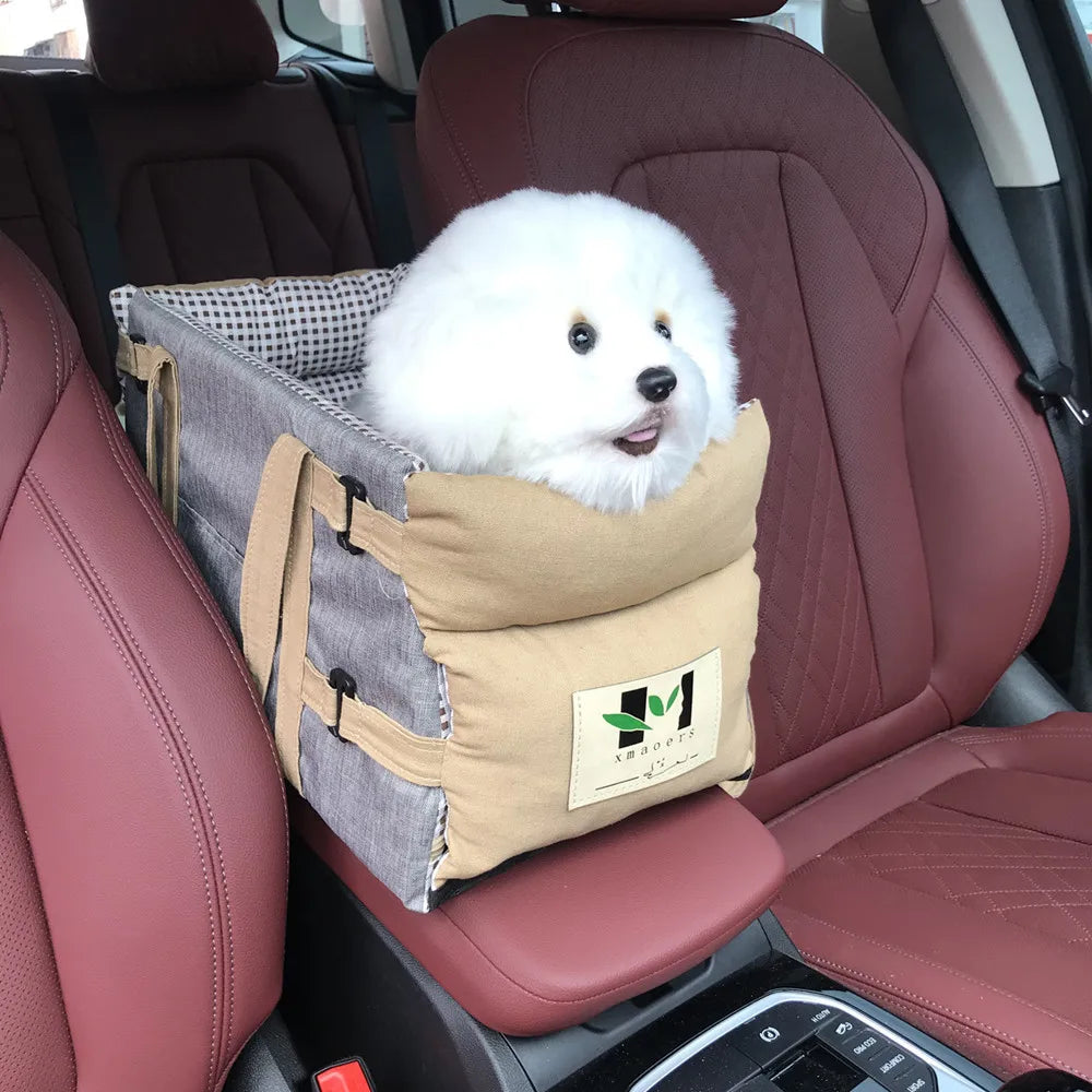 Portable Dog Car Seat Booster for Small Dogs and Cats – Soft, Comfortable Travel Carrier with Safety Straps