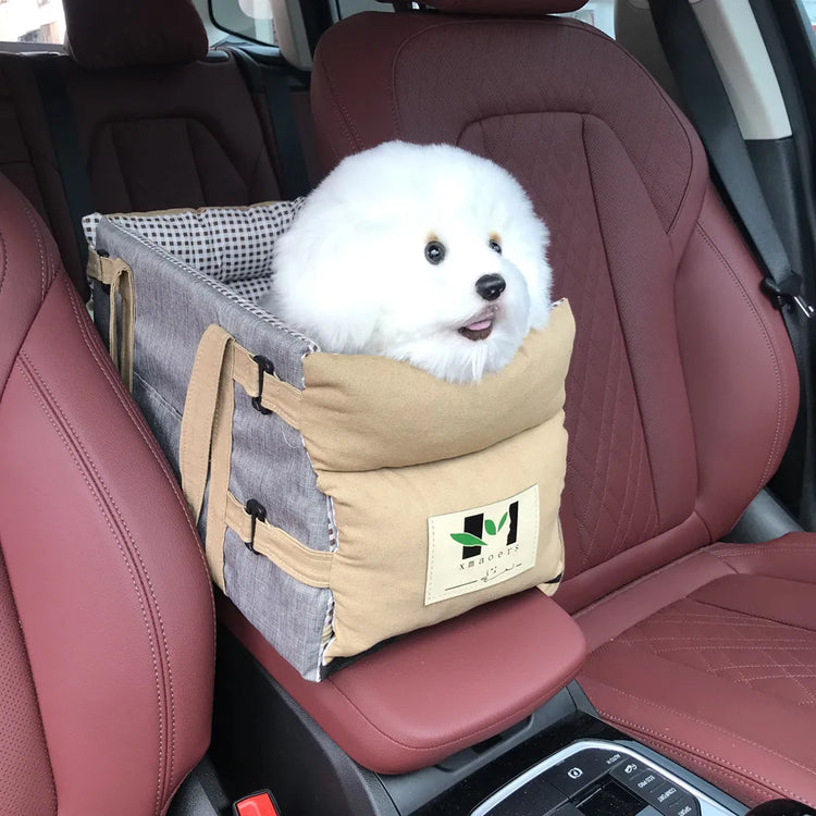 Portable Dog Car Seat Booster for Small Dogs and Cats – Soft, Comfortable Travel Carrier with Safety Straps