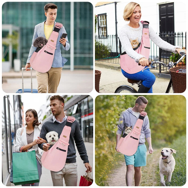 Adjustable Pet Carrier Sling Bag – Soft, Breathable Shoulder Tote for Small Dogs & Cats