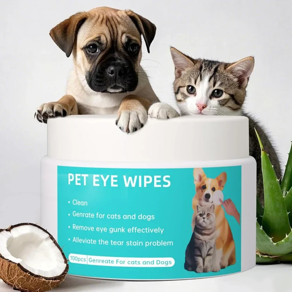 Cat Ear Wipes | Pet Ear & Eye Cleaning Finger Wipes | Remove Wax & Odor | 50 Wipes for Dogs/Cats