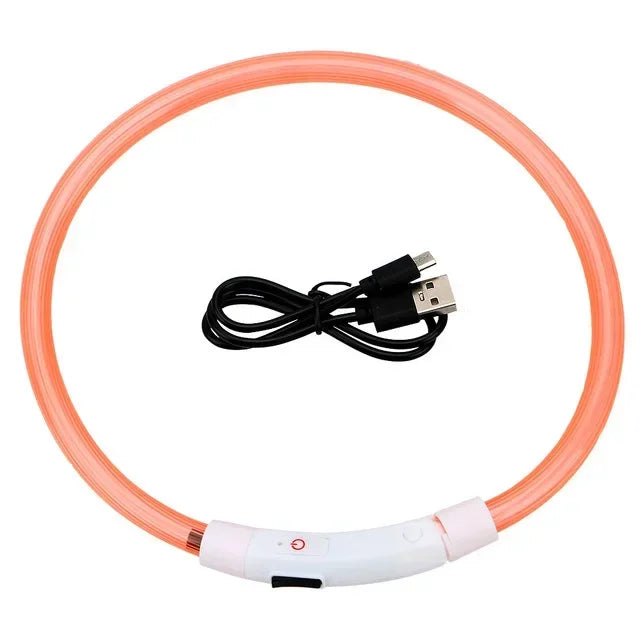 USB Rechargeable LED Luminous Dog Collar – Safety Glowing Night Collar with 3 Light Modes