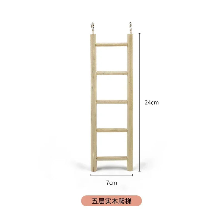 1PC Birds Toy | Wooden Ladders Swing Scratcher Perch Climbing | 3/4/5/6 Step Ladder for Bird Cage Parrots Hamsters Hanging Pet Supplies