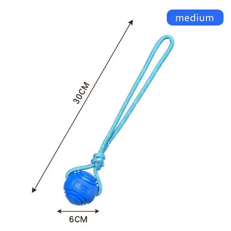 Dog Ball Toys – Bouncy Rubber Ball with Rope for Interactive Play