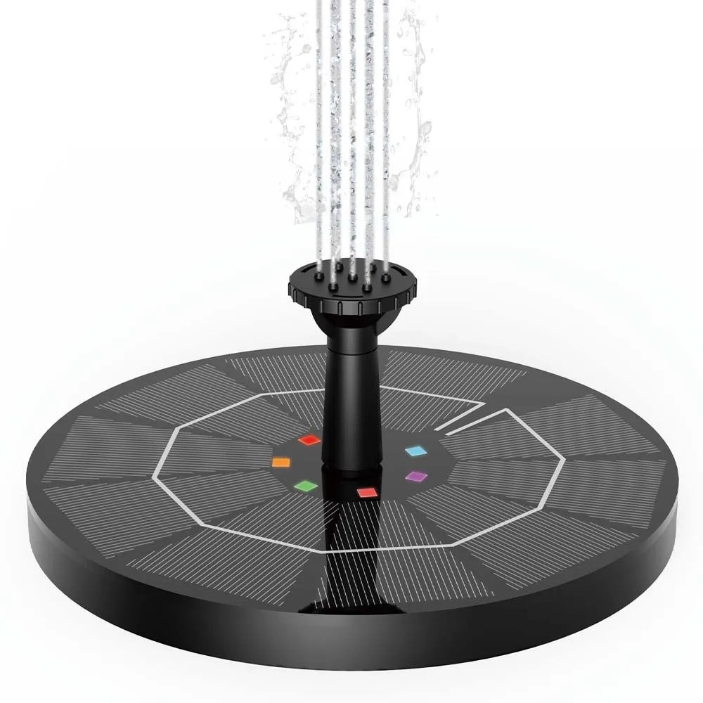 2.2W Solar Bird Bath Fountain | Floating Water Pump with LED Light & 6 Spray Nozzles for Birdbaths, Ponds, and Outdoor Water Features