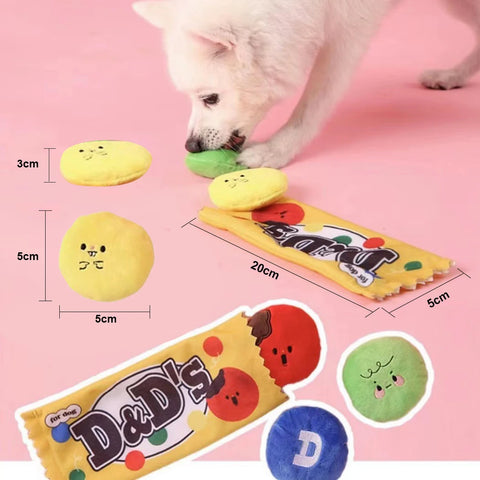 Dog Toy Slow Feeder & Foraging Training Toy – Soft Fleece Squeak Toy for Stress Relief