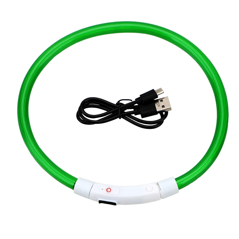 LED USB Rechargeable Dog Collar – Adjustable, Glowing Safety Collar for Pets