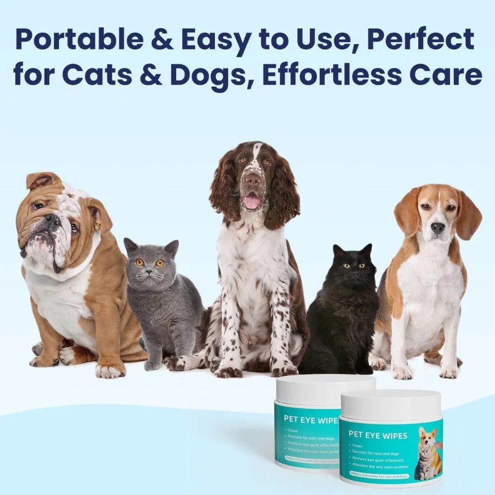 Cat Ear Wipes | Pet Ear & Eye Cleaning Finger Wipes | Remove Wax & Odor | 50 Wipes for Dogs/Cats