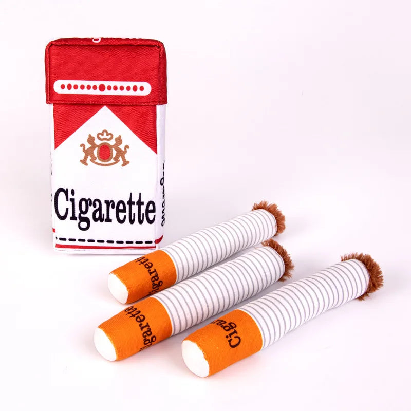 3-Pack Interactive Plush Cigarette Dog Toys with Box