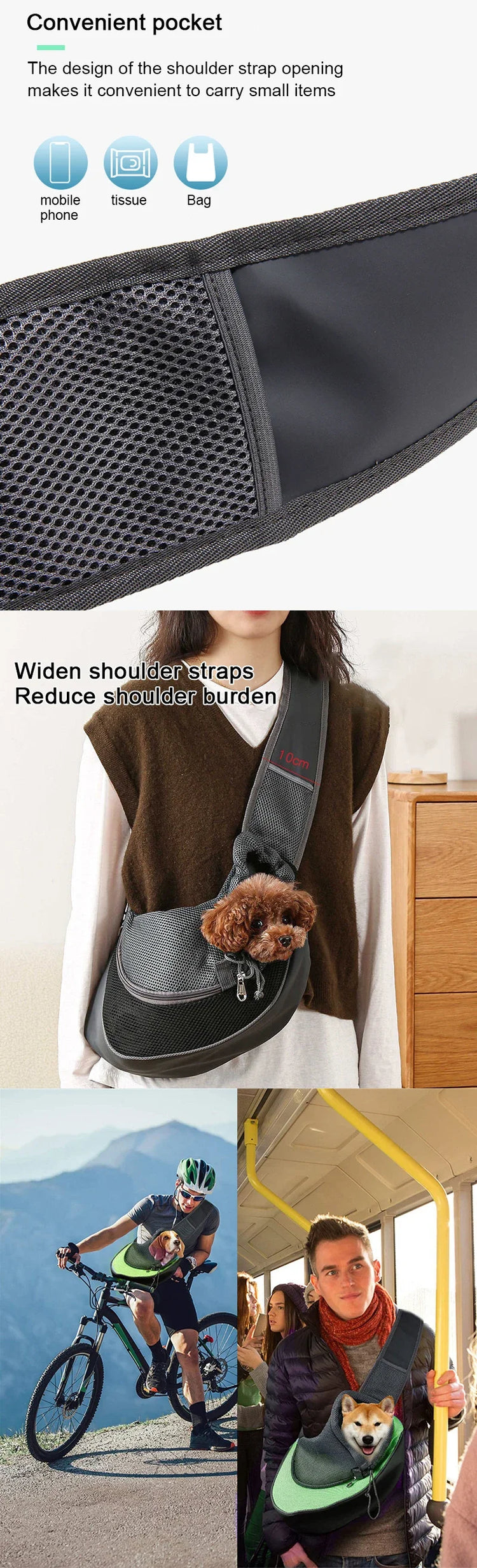 Pet Carrier Backpack Travel Tote | Mesh Sling Shoulder Bag for Cats/Dogs