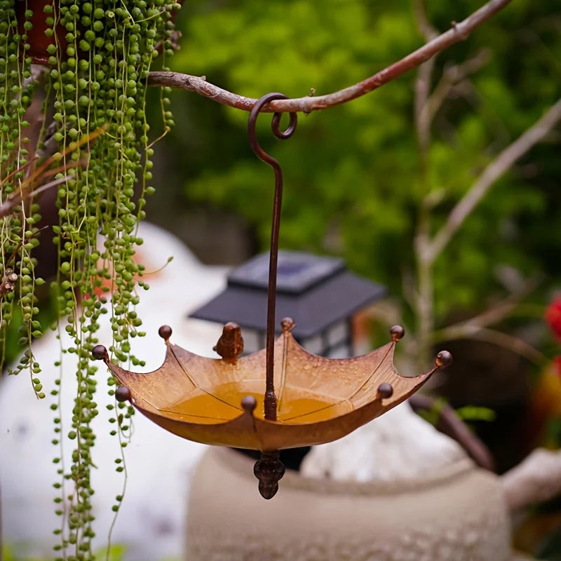 Outdoor Hanging Bird Feeder Tray | Bird Bath Bowl | Hummingbird Feeder | Metal Water Bowl | Garden Decor
