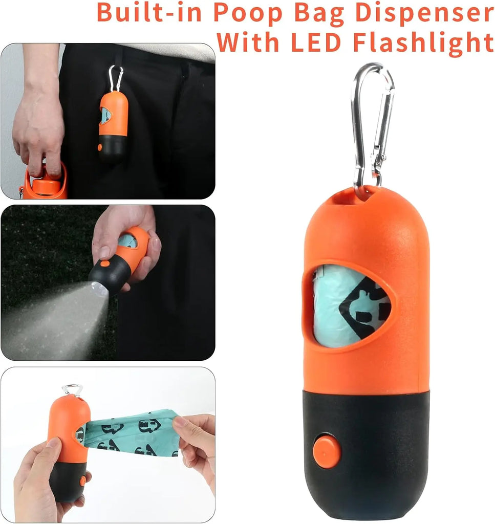 Dog Poop Scooper Set with Claw Picker, Leash Clip, LED Light, and Bag Dispenser