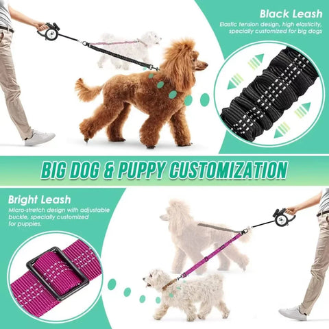 GOYN Upgraded Double Dog Leash with Shock Absorbing Bungee – Adjustable, Tangle-Free & Reflective