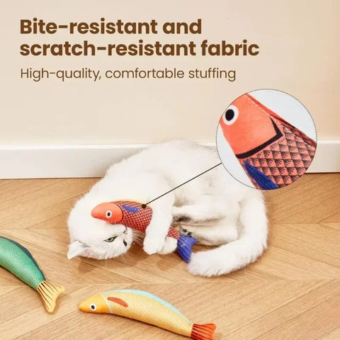 Cat Toy | Saury Fish Plush | Crinkle Sound | Catnip Kicker Toy | Interactive Teeth Grinding | Kitten Chew Toy | Pet Play Supply