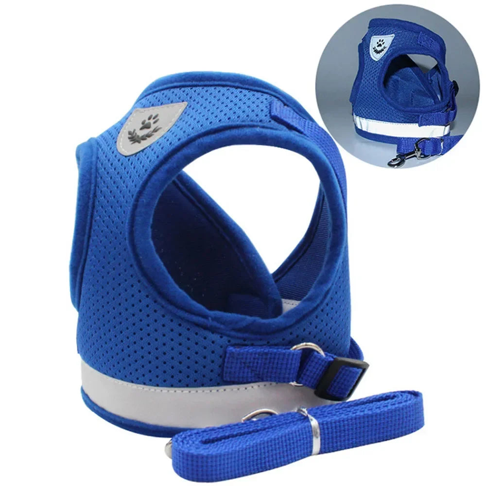 Cat Harness | Lead Leash Set | Adjustable Reflective Escape Proof Pet Mesh Vest Harness | Puppy Dog Collar | Small Dog Cat Pet Supplies