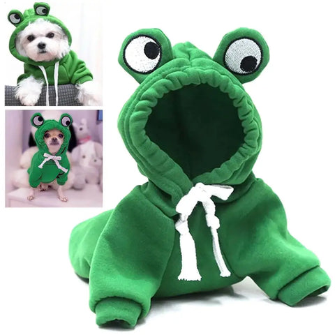 Cute Frog Dog Clothes For Small Dogs Hoodies Warm Fleece Pet Clothing Puppy Cat Costume Coat For Puppy Small Medium Dogs Ca Q6O1