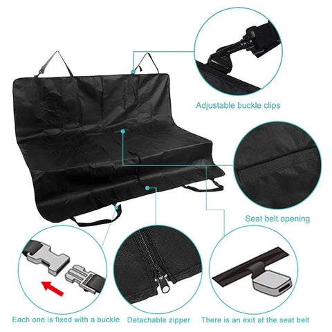 Waterproof Dog Car Seat Cover – Foldable Pet Backseat Hammock with Non-Slip Backing