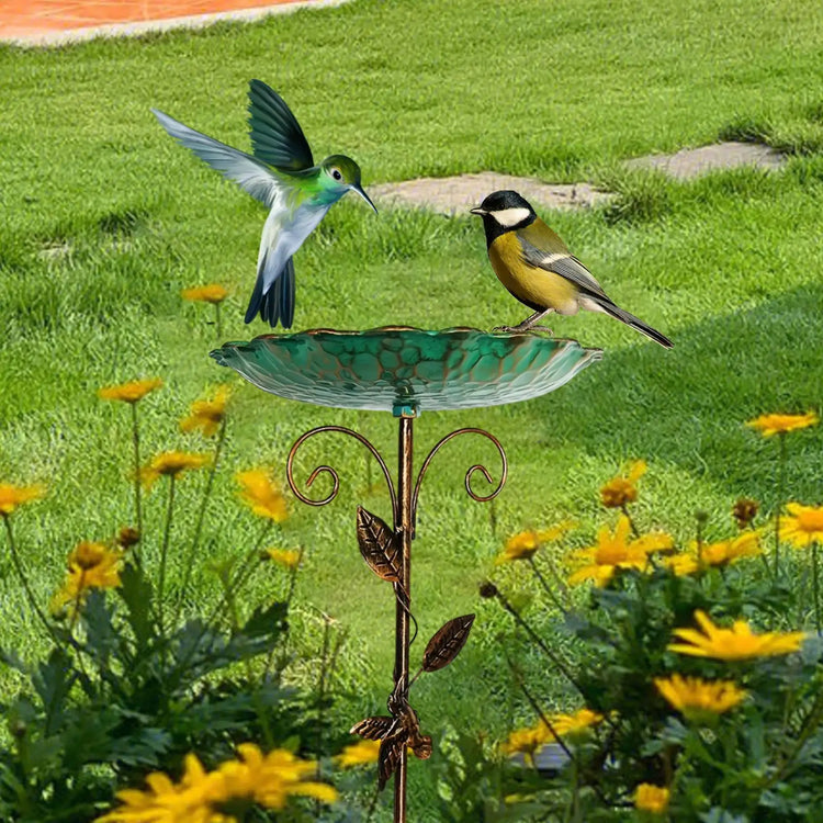 Bird Bath For Outdoor Decorative Birdbath For Garden Courtyard Decoration Bird Feeding And Water Bathing Basin With Base Stake