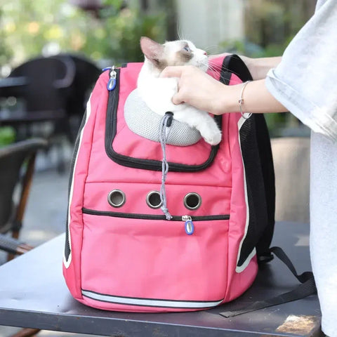 Portable Breathable Dog & Cat Carrier Backpack – Travel Pet Bag with Mesh Window and Adjustable Straps