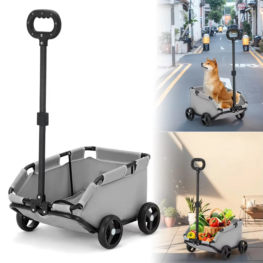 Foldable Small Pet Stroller with 4 Wheels – Breathable Dog and Cat Carrier Cart for Puppies and Kittens
