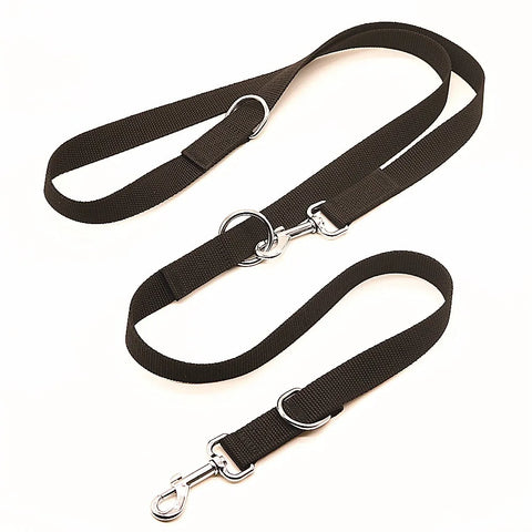 Adjustable Dog Walking Training Lead with Dual Snap Hooks and D-Rings